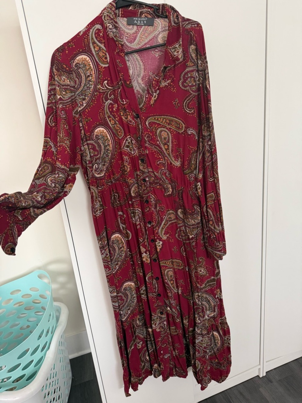 Primark Burgundy Paisley Button-Front Maxi Dress